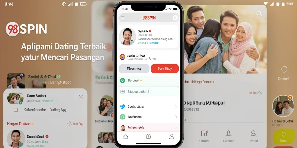 Tampilan utama aplikasi 98SPIN dengan fitur pencarian pasangan.