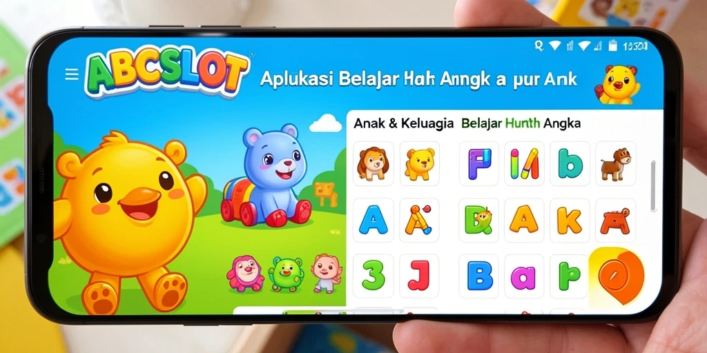 Tampilan antarmuka aplikasi ABCSLOT yang interaktif dan edukatif.