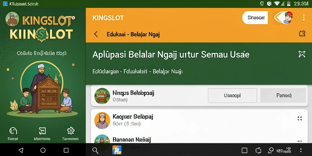 Antarmuka menarik KINGSLOT untuk belajar mengaji.